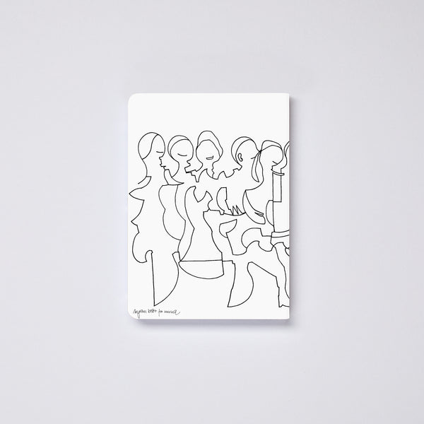 Nuuna Graphic S pontozott lapos notebook Friends by Myriam Beltz jegyzetfüzet fehér alapon fekete mintával