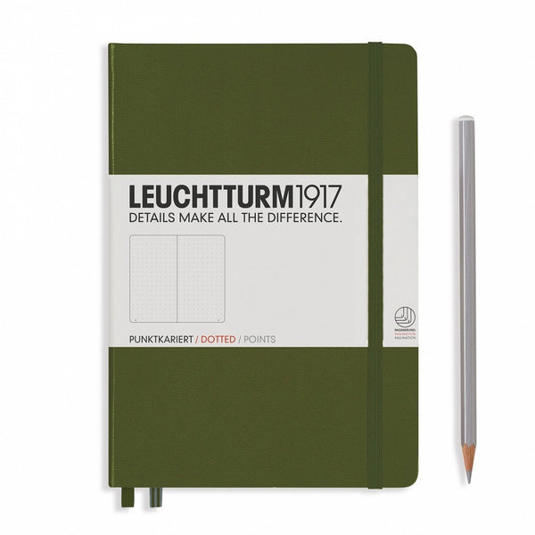 LEUCHTTURM1917 Medium A5 pontozott lapos jegyzetfüzet zöld színben