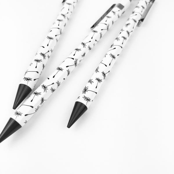 fehér mechanikus ceruza fekete pitypang mintával
