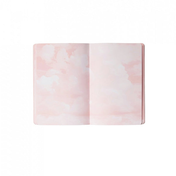 rózsaszín alapon fehér felhő mintás lapok