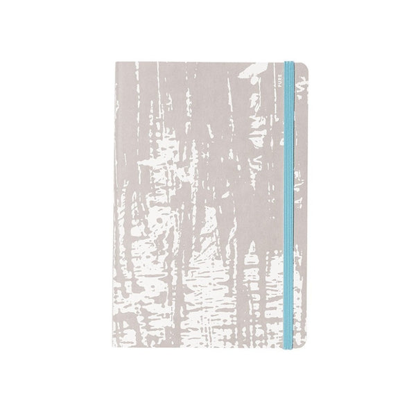 bézs borító fehér mintával  kék rögzítő gumival