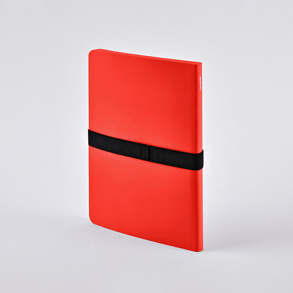 Nuuna NOT WHITE L prémium jegyzetfüzet piros színben fekete tolltartó gumival